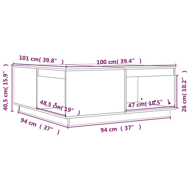 Coffee Table 100x101x40.5 cm Solid Wood Pine