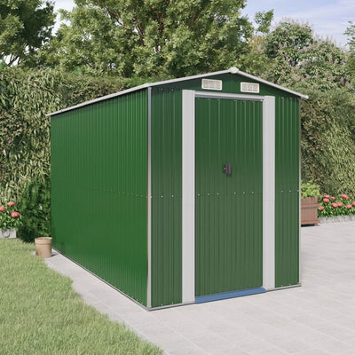 Garden Shed Green 192x357x223 cm Galvanised Steel