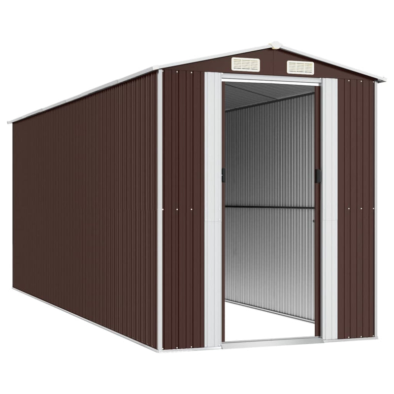 Garden Shed Dark Brown 192x523x223 cm Galvanised Steel