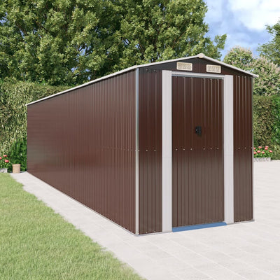 Garden Shed Dark Brown 192x772x223 cm Galvanised Steel