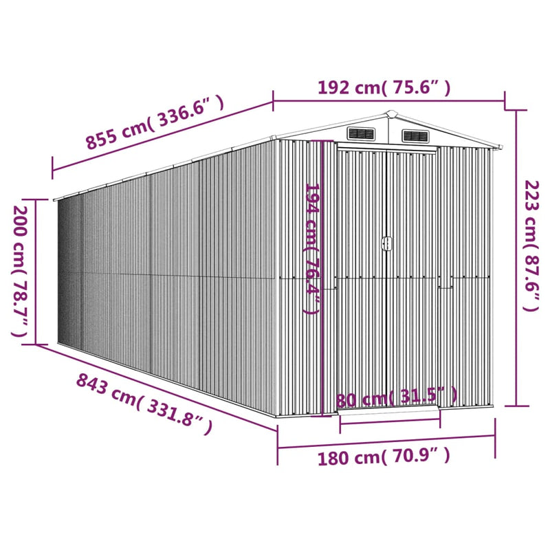 Garden Shed Light Brown 192x855x223 cm Galvanised Steel