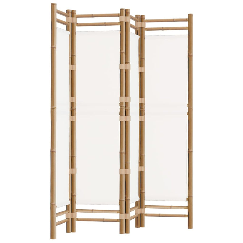 Folding 4-Panel Room Divider 160 cm Bamboo and Canvas