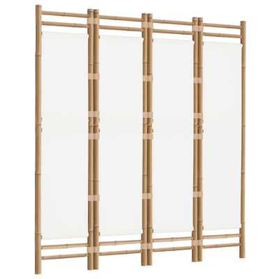 Folding 4-Panel Room Divider 160 cm Bamboo and Canvas