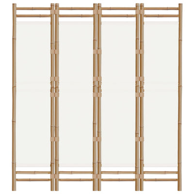 Folding 4-Panel Room Divider 160 cm Bamboo and Canvas