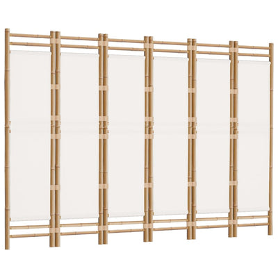 Folding 6-Panel Room Divider 240 cm Bamboo and Canvas