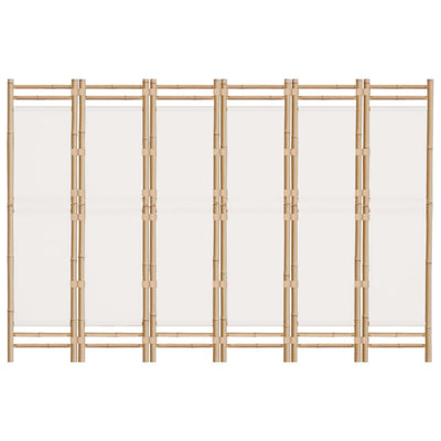 Folding 6-Panel Room Divider 240 cm Bamboo and Canvas