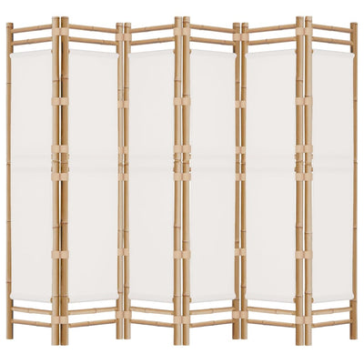 Folding 6-Panel Room Divider 240 cm Bamboo and Canvas