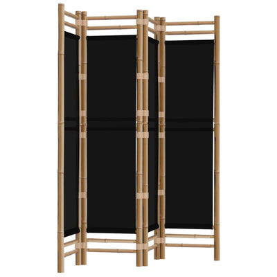 Folding 4-Panel Room Divider 160 cm Bamboo and Canvas