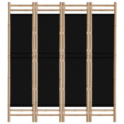 Folding 4-Panel Room Divider 160 cm Bamboo and Canvas