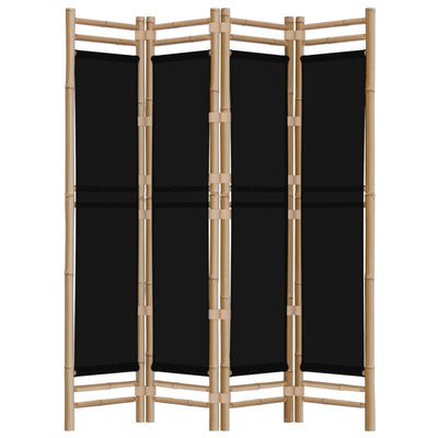 Folding 4-Panel Room Divider 160 cm Bamboo and Canvas