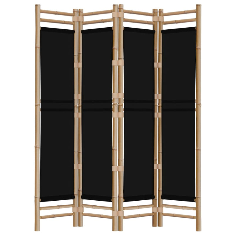 Folding 4-Panel Room Divider 160 cm Bamboo and Canvas