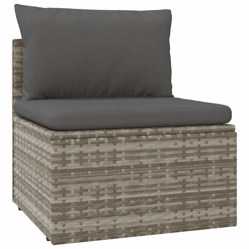 Garden Middle Sofa with Cushion Grey 57x57x56 cm Poly Rattan