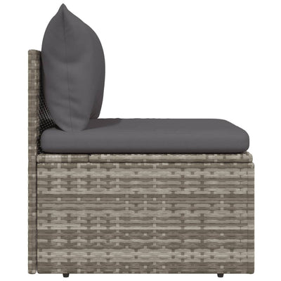 Garden Middle Sofa with Cushion Grey 57x57x56 cm Poly Rattan