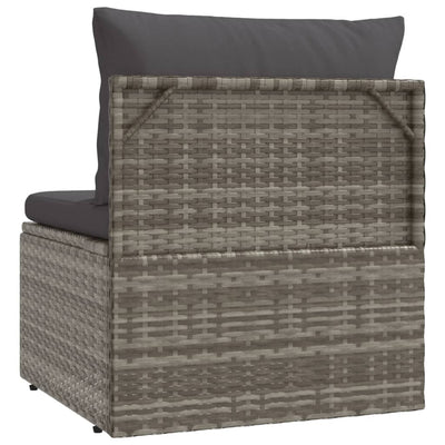 Garden Middle Sofa with Cushion Grey 57x57x56 cm Poly Rattan