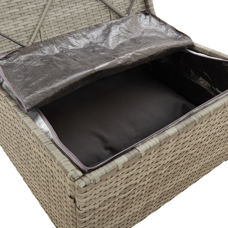 Garden Middle Sofa with Cushion Grey 57x57x56 cm Poly Rattan