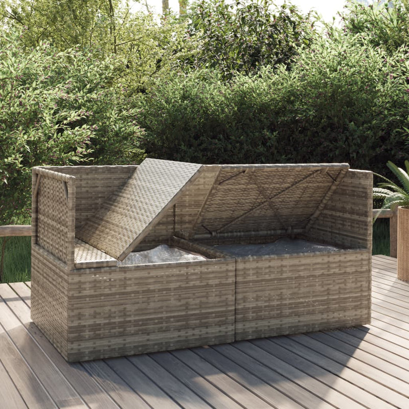 2-Seater Garden Sofa with Cushions Grey Poly Rattan