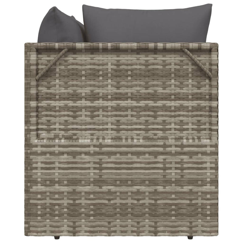 2-Seater Garden Sofa with Cushions Grey Poly Rattan