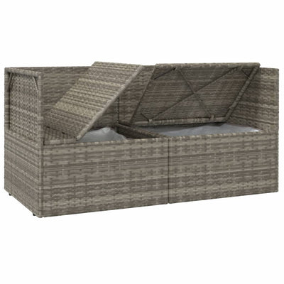 2-Seater Garden Sofa with Cushions Grey Poly Rattan