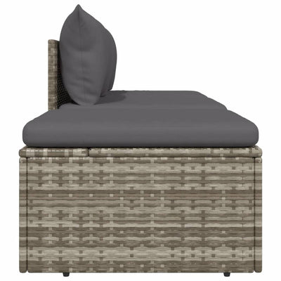 3 Piece Garden Lounge Set with Cushions Grey Poly Rattan