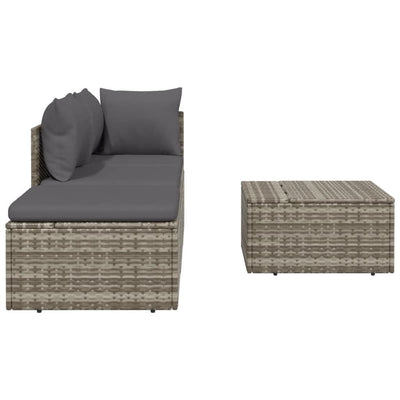 4 Piece Garden Lounge Set with Cushions Grey Poly Rattan