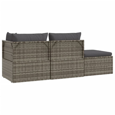 4 Piece Garden Lounge Set with Cushions Grey Poly Rattan