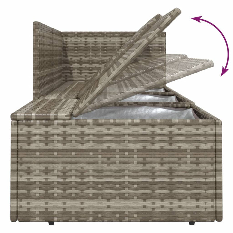 4 Piece Garden Lounge Set with Cushions Grey Poly Rattan