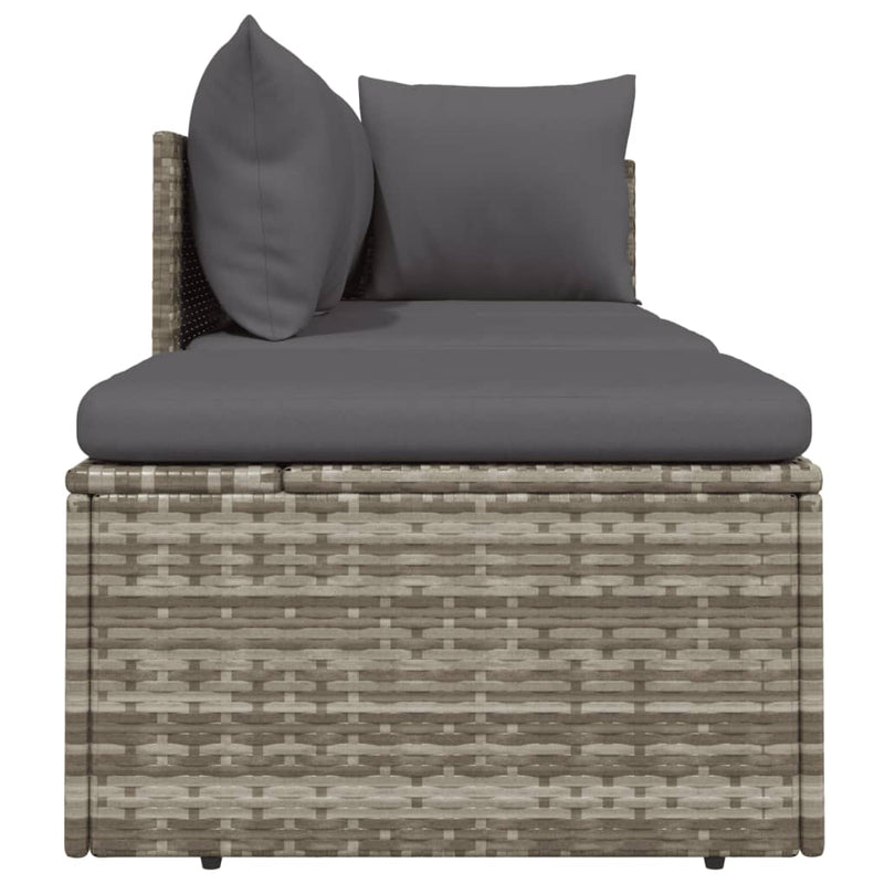 3 Piece Garden Lounge Set with Cushions Grey Poly Rattan