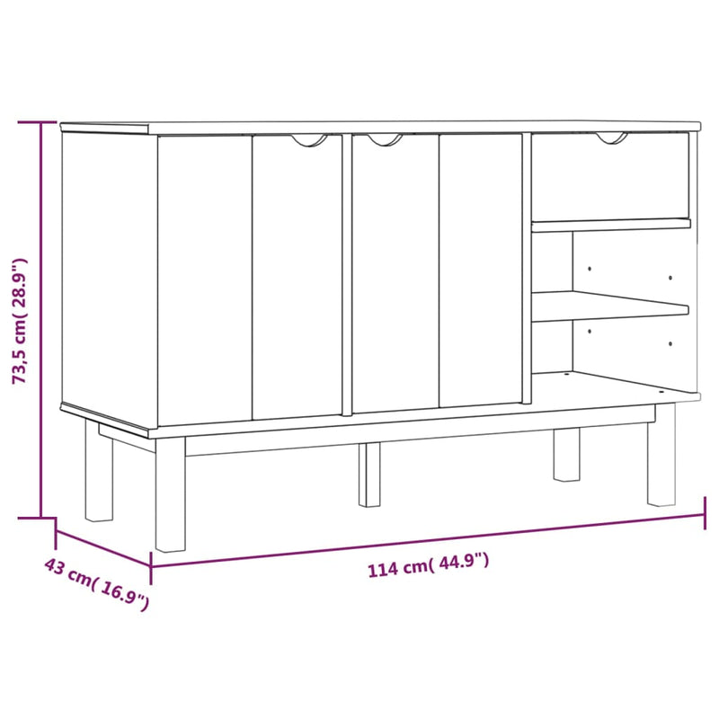 Sideboard OTTA 114x43x73.5 cm Solid Wood Pine