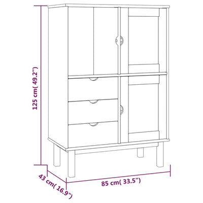 Highboard OTTA 85x43x125 cm Solid Wood Pine