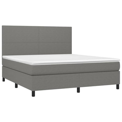 Box Spring Bed with Mattress Dark Grey 153x203 cm Queen Size Fabric