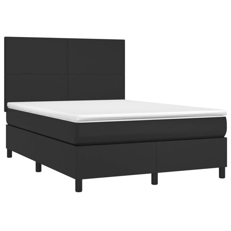 Box Spring Bed with Mattress Black 137x187 cm Double Size Faux Leather