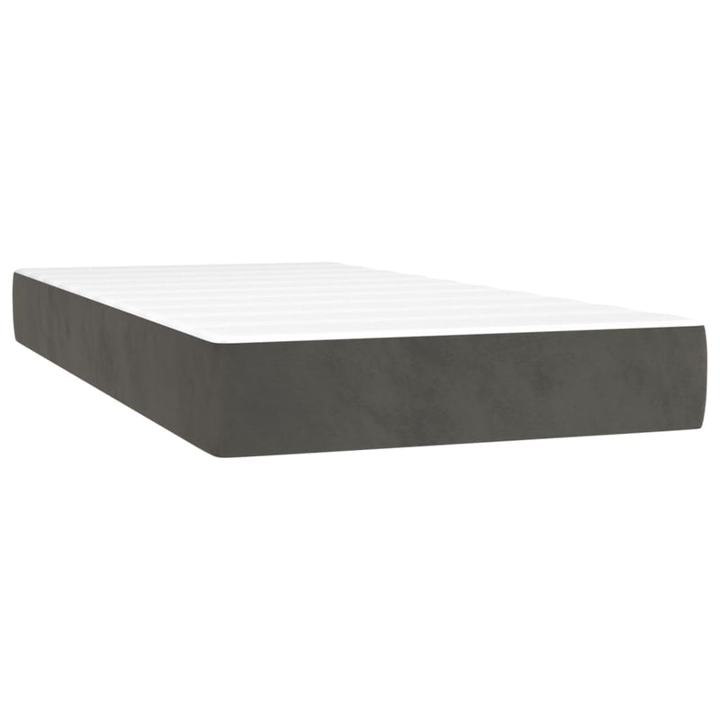 Box Spring Bed with Mattress Dark Grey 106x203 cm King Single Size Velvet