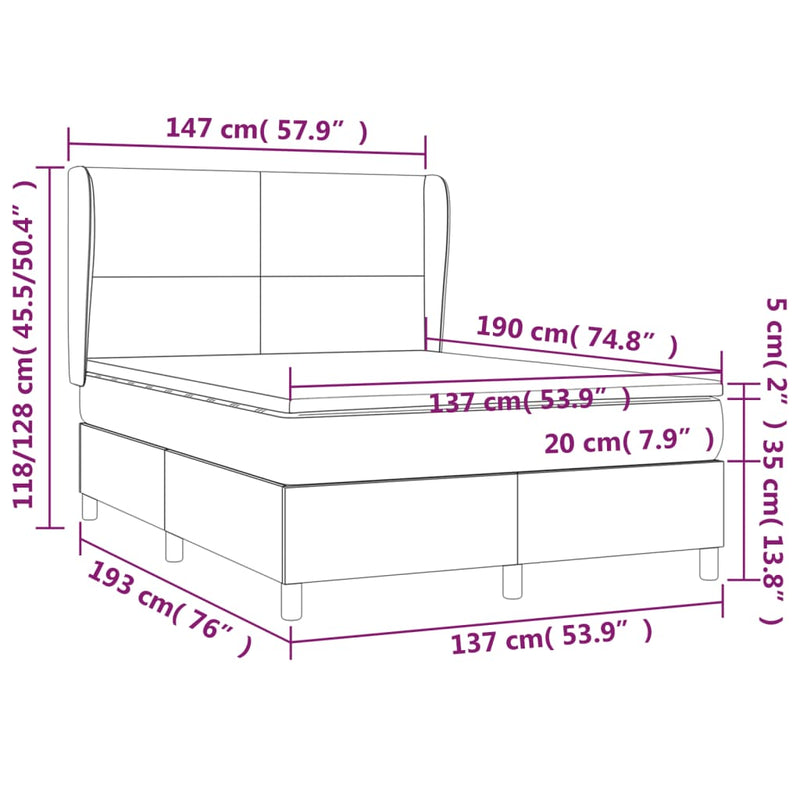 Box Spring Bed with Mattress Dark Grey 137x187 cm Double Size Fabric