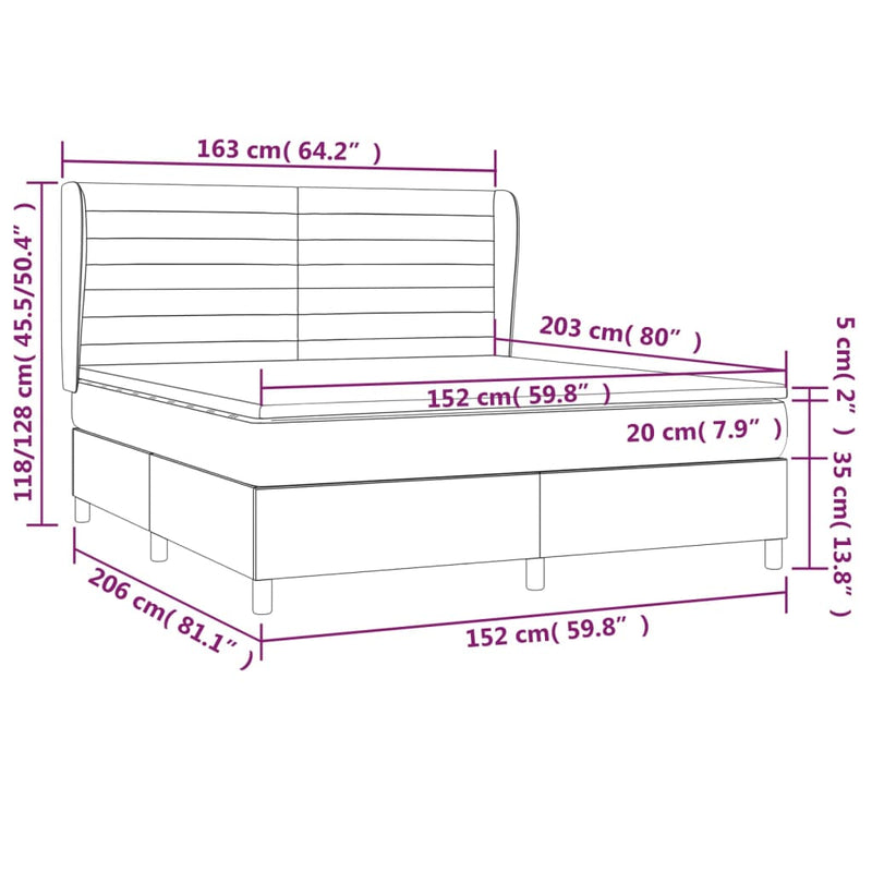 Box Spring Bed with Mattress Dark Grey 153x203 cm Queen Size Fabric