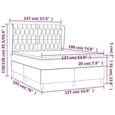 Box Spring Bed with Mattress Dark Grey 137x187 cm Double Size Fabric