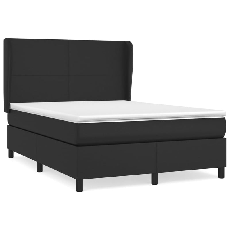 Box Spring Bed with Mattress Black 137x187 cm Double Size Faux Leather