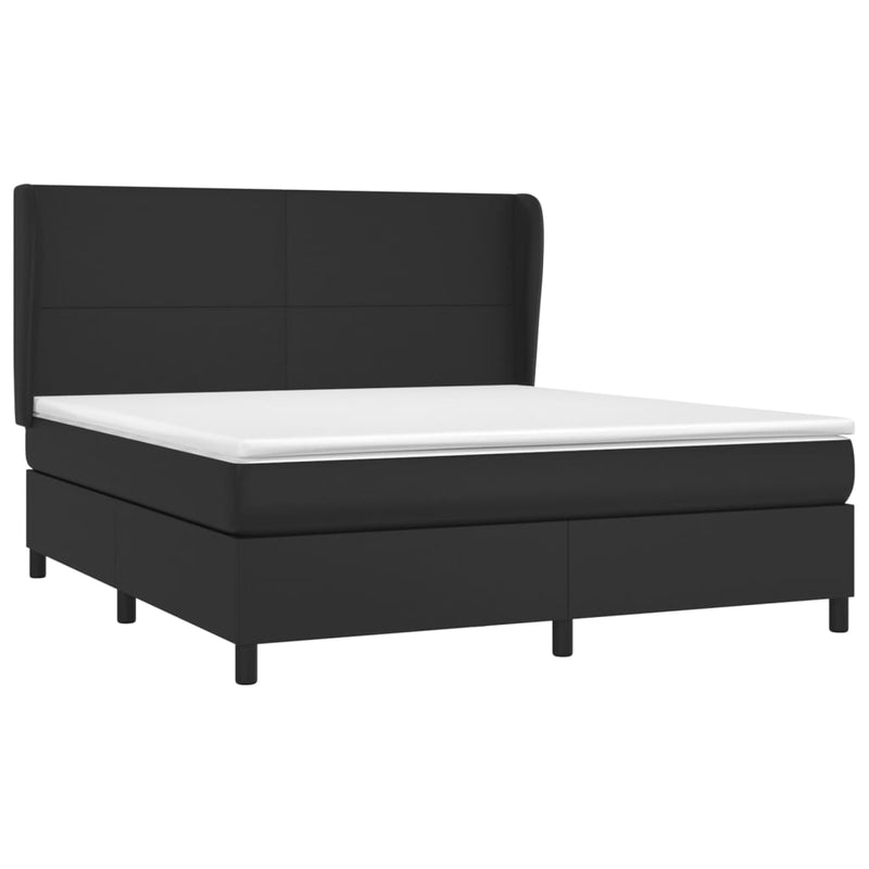 Box Spring Bed with Mattress Black 153x203 cm Queen Size Faux Leather