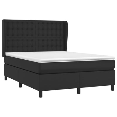 Box Spring Bed with Mattress Black 137x187 cm Double Size Faux Leather