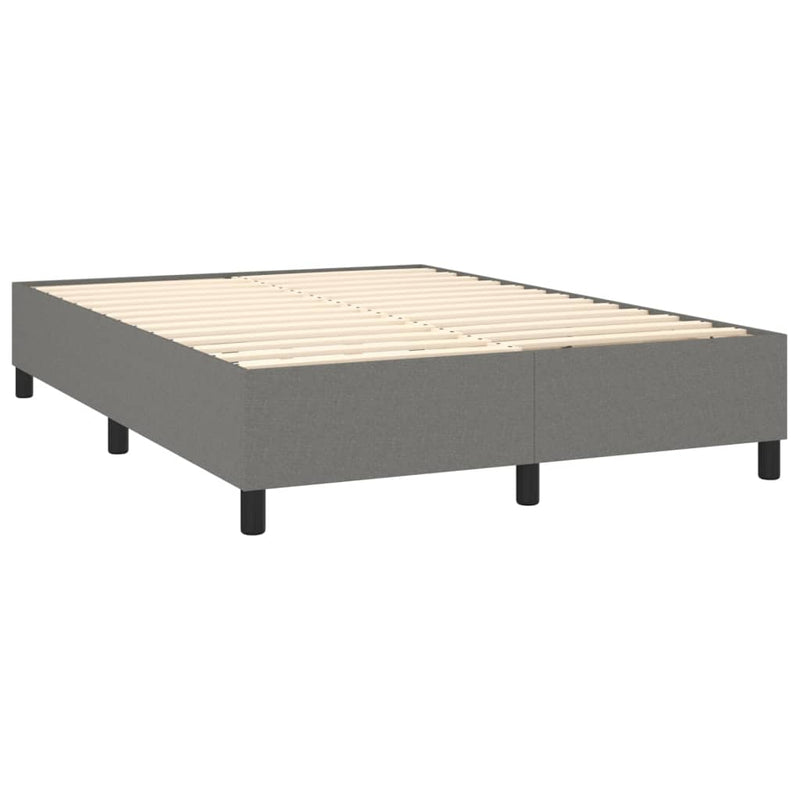 Box Spring Bed with Mattress&LED Dark Grey 137x190 cm Double Fabric