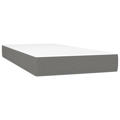 Box Spring Bed with Mattress&LED Dark Grey 106x203 cm King Single Size Fabric