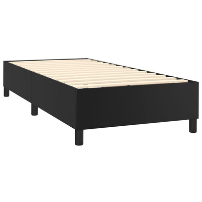 Box Spring Bed with Mattress&LED Black 106x203 cm King Single Size Faux Leather