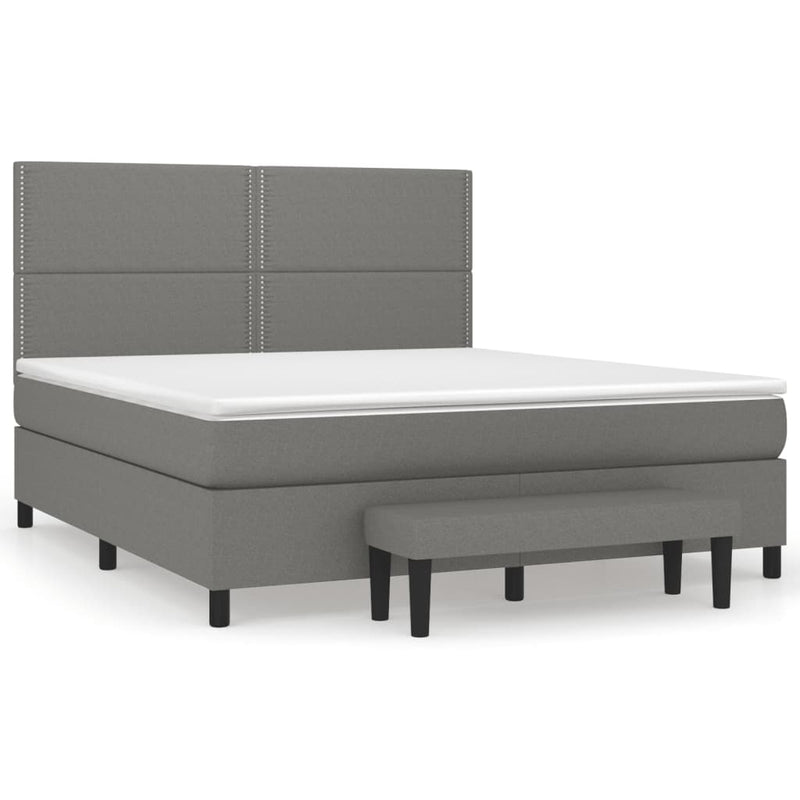 Box Spring Bed with Mattress Dark Grey 152x203 cm Queen Fabric