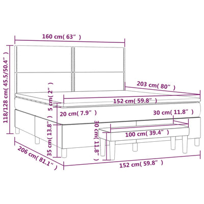 Box Spring Bed with Mattress Dark Grey 152x203 cm Queen Fabric