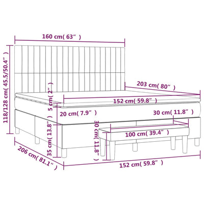 Box Spring Bed with Mattress Dark Grey 153x203 cm Queen Size Fabric