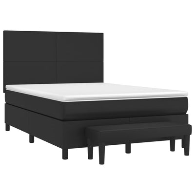 Box Spring Bed with Mattress Black 153x203 cm Queen Size Faux Leather