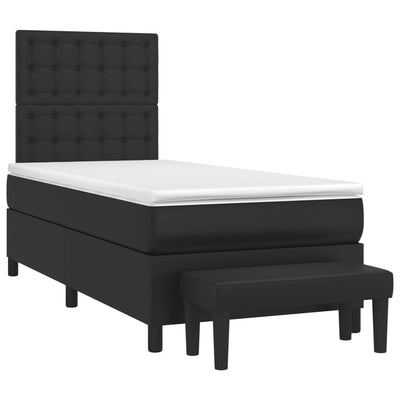 Box Spring Bed with Mattress Black 106x203 cm King Single Size Faux Leather