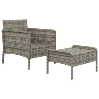 2 Piece Garden Lounge Set with Cushions Grey Poly Rattan