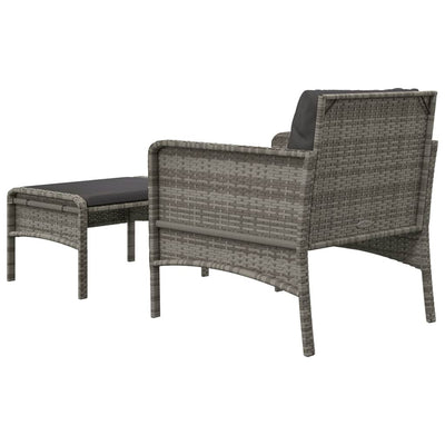 2 Piece Garden Lounge Set with Cushions Grey Poly Rattan