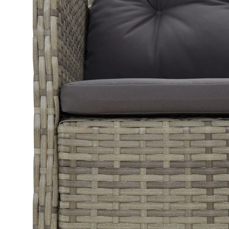 2 Piece Garden Lounge Set with Cushions Grey Poly Rattan