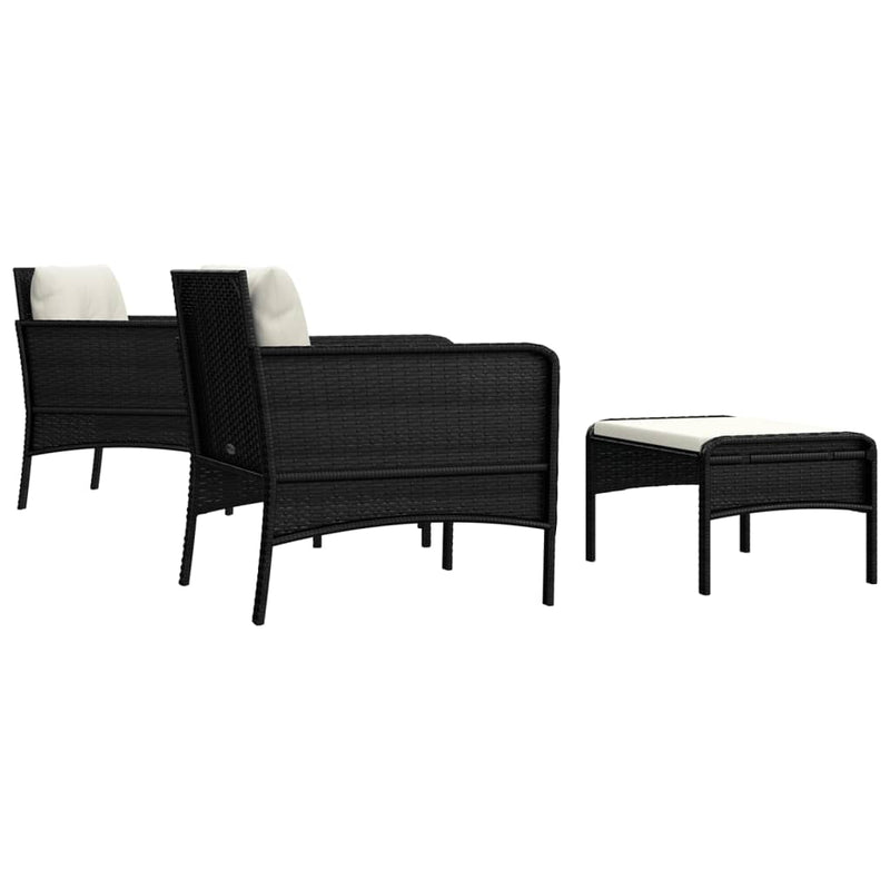 5 Piece Garden Lounge Set with Cushions Black Poly Rattan